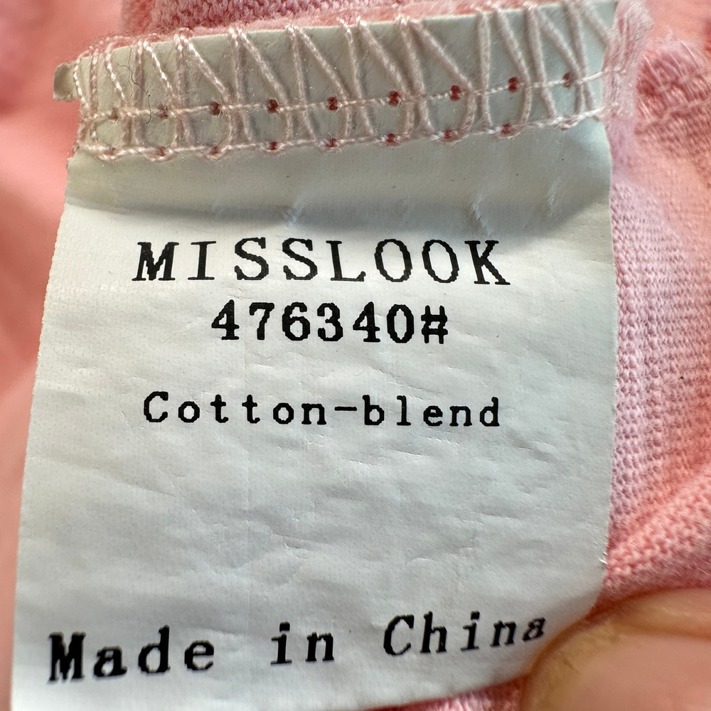 MISSLOOK Tee Shirt Pink V-Neck Top Casual Basic Cotton Blend Travel Small - Picture 5 of 8